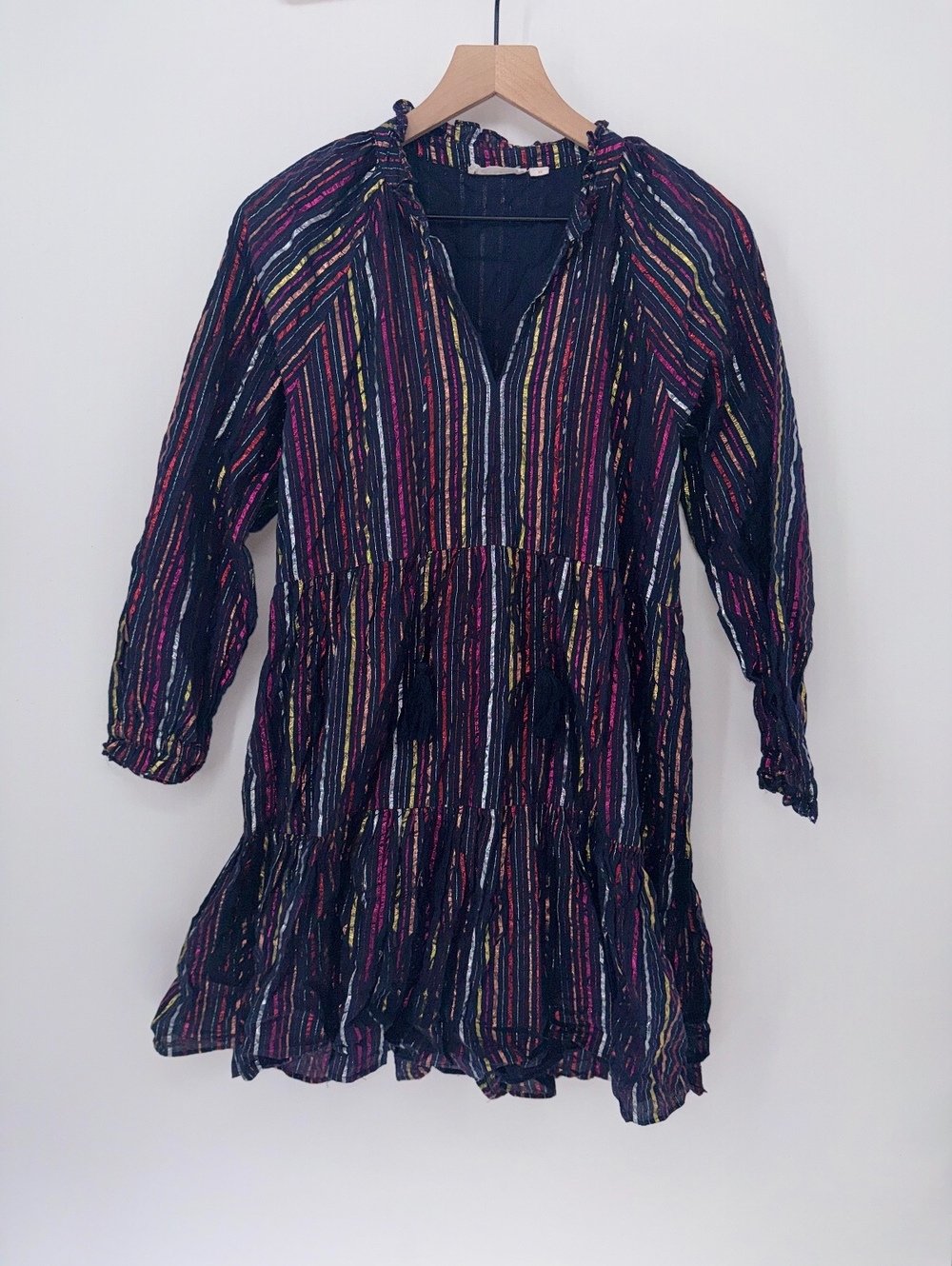 Roller Rabbit XS Striped Navy Dress with Tassel Tie